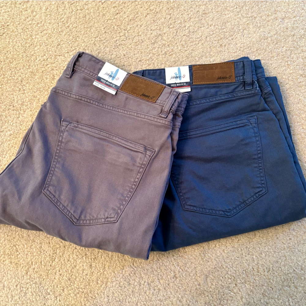 NWT Lot Johnnie O fashion pants jeans - Two Pair Gray & Blue - 36x34